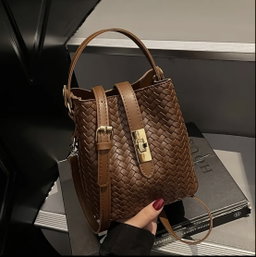 Sassy Woven Lock Bucket Bag
