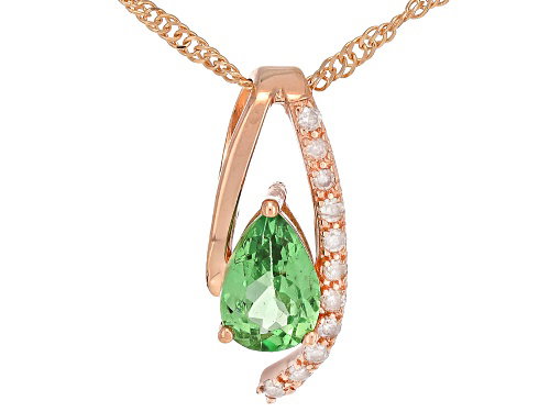 Cadena De Oro Rosa De 10K Con Colgante de Tsavorita de 0,41 ctw y Diamantes Blancos de 0,05 ctw_1