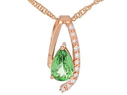 Cadena De Oro Rosa De 10K Con Colgante de Tsavorita de 0,41 ctw y Diamantes Blancos de 0,05 ctw