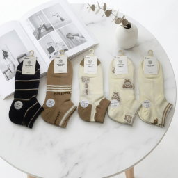 [10067] - 5 Pairs Women’s Cotton Blend Low-Cut Ankle Socks – Breathable, Antibacterial & Everyday Comfort 