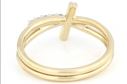 Anillo Cruzado con Diamantes Blancos Redondos de 0,15ctw en Oro Amarillo de 10K, Talla 7