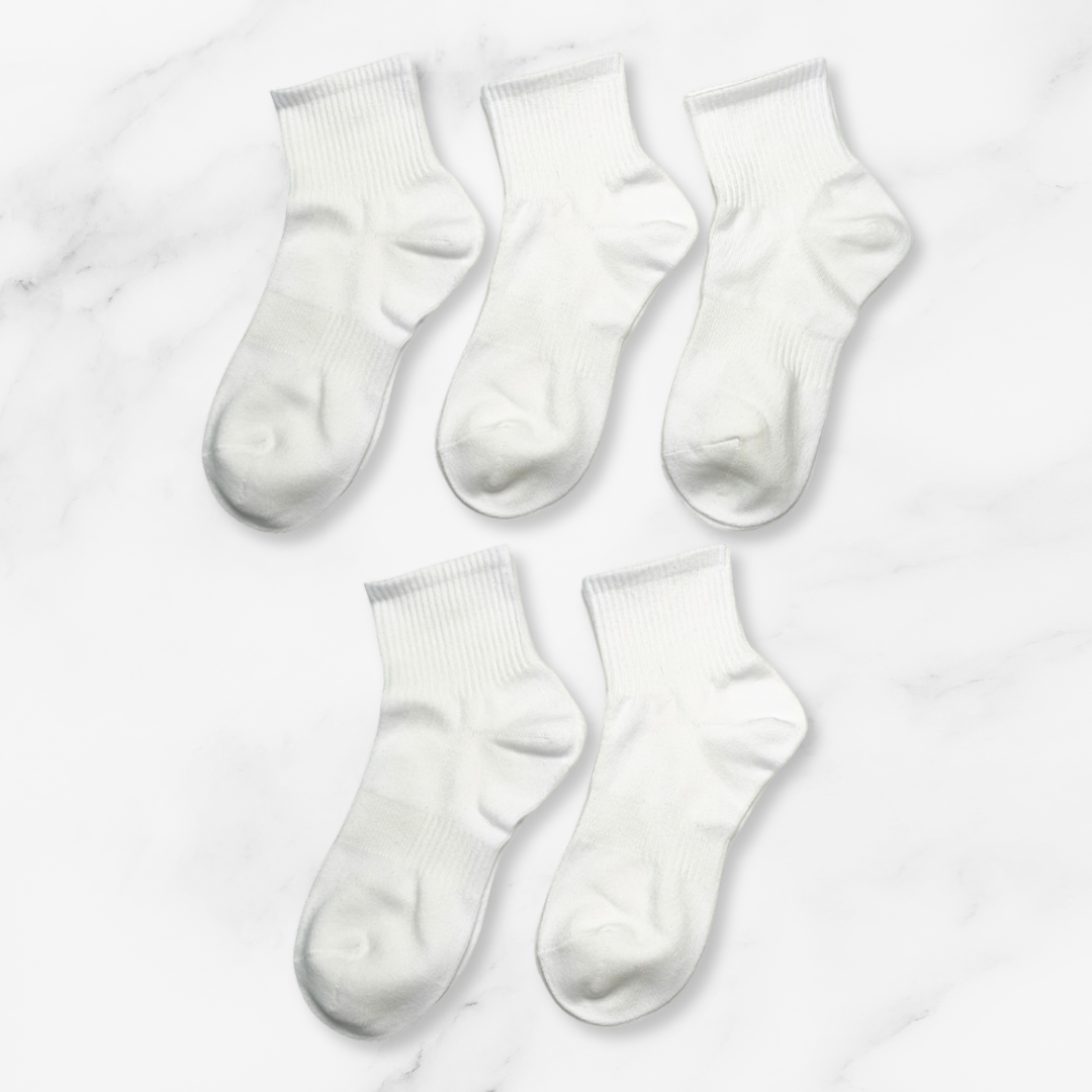 [10110] - 5 Pairs Men’s Cotton Blend Crew Socks – Breathable, Sweat-Absorbing & Minimal _1