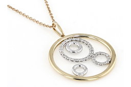 Cadena con Colgante Circular De Oro Bicolor de 10K con Diamantes Blancos Redondos de 0,25ctw