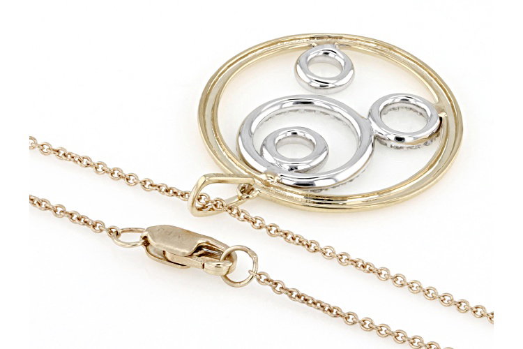 Cadena con Colgante Circular De Oro Bicolor de 10K con Diamantes Blancos Redondos de 0,25ctw_3