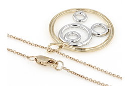 Cadena con Colgante Circular De Oro Bicolor de 10K con Diamantes Blancos Redondos de 0,25ctw