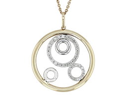 Cadena con Colgante Circular De Oro Bicolor de 10K con Diamantes Blancos Redondos de 0,25ctw