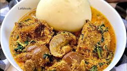 Pounded Yam, Egusi soup with nice Protein