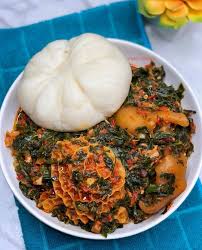 Pounded Yam, Vegetable soup with nice Protein