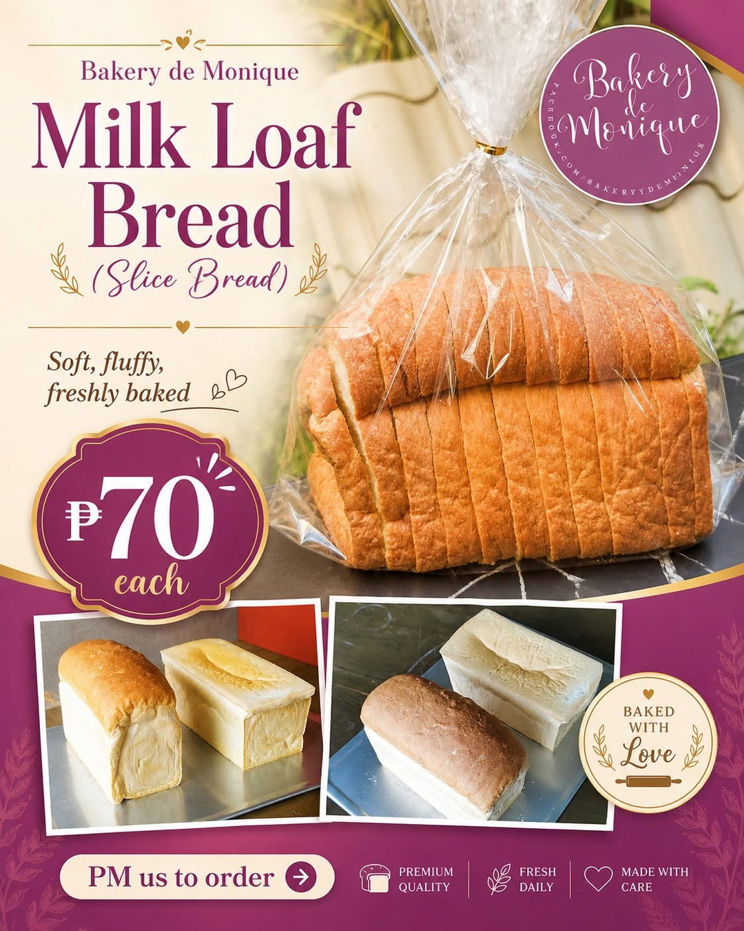 🥛 Milk Loaf Bread – ₱70