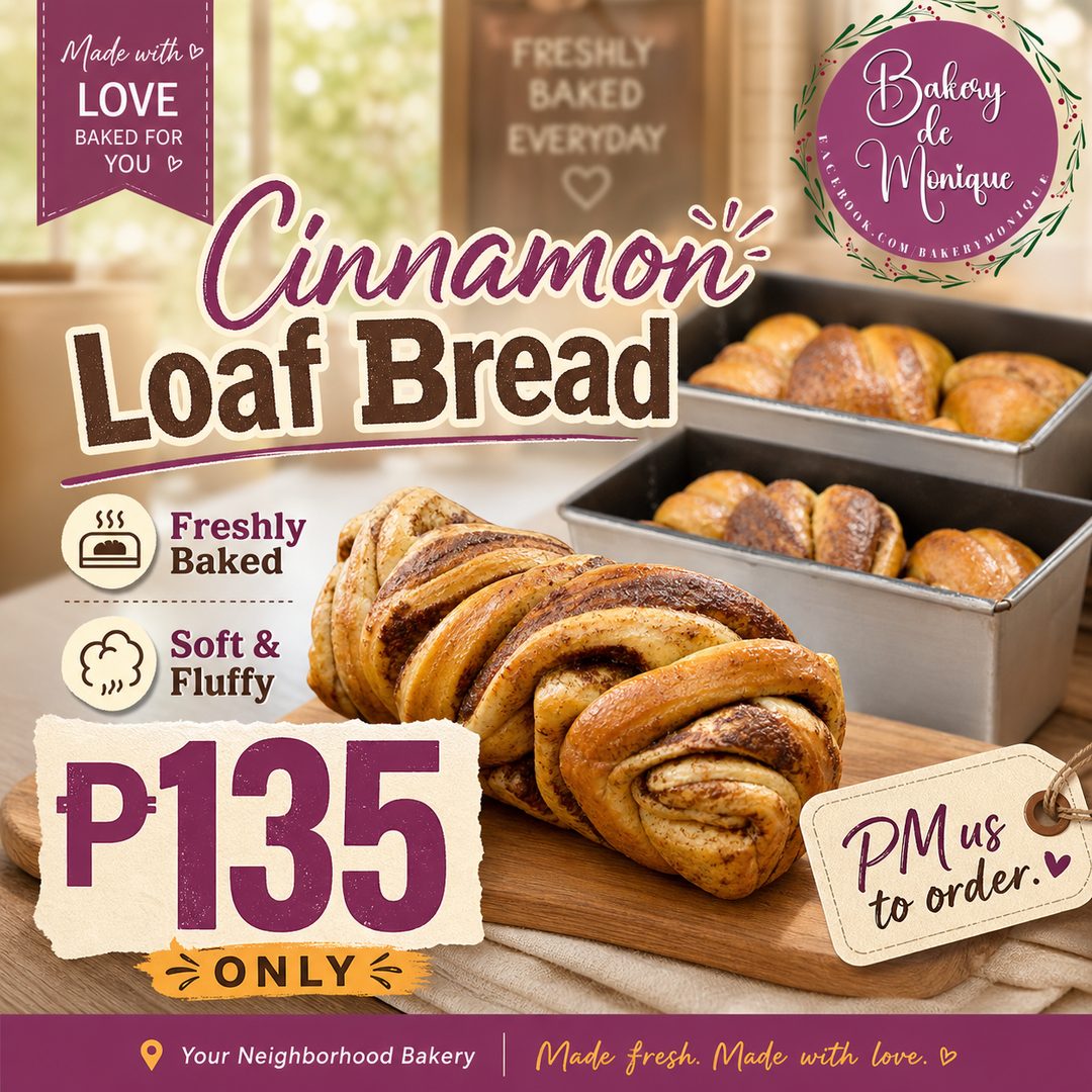 🌀 Cinnamon Loaf Bread  – ₱135