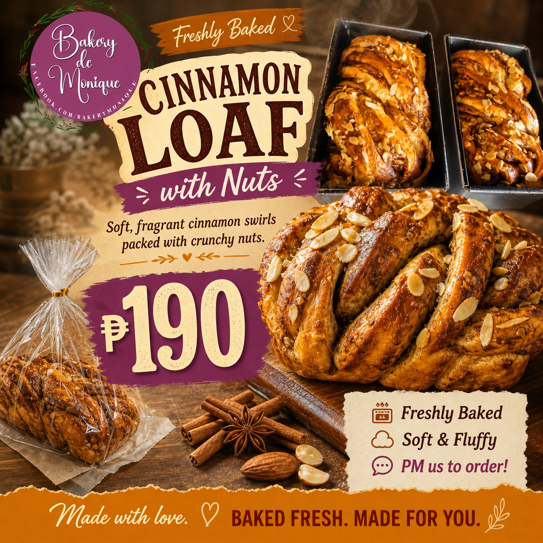 🌰 Cinnamon Loaf with Nuts – ₱190