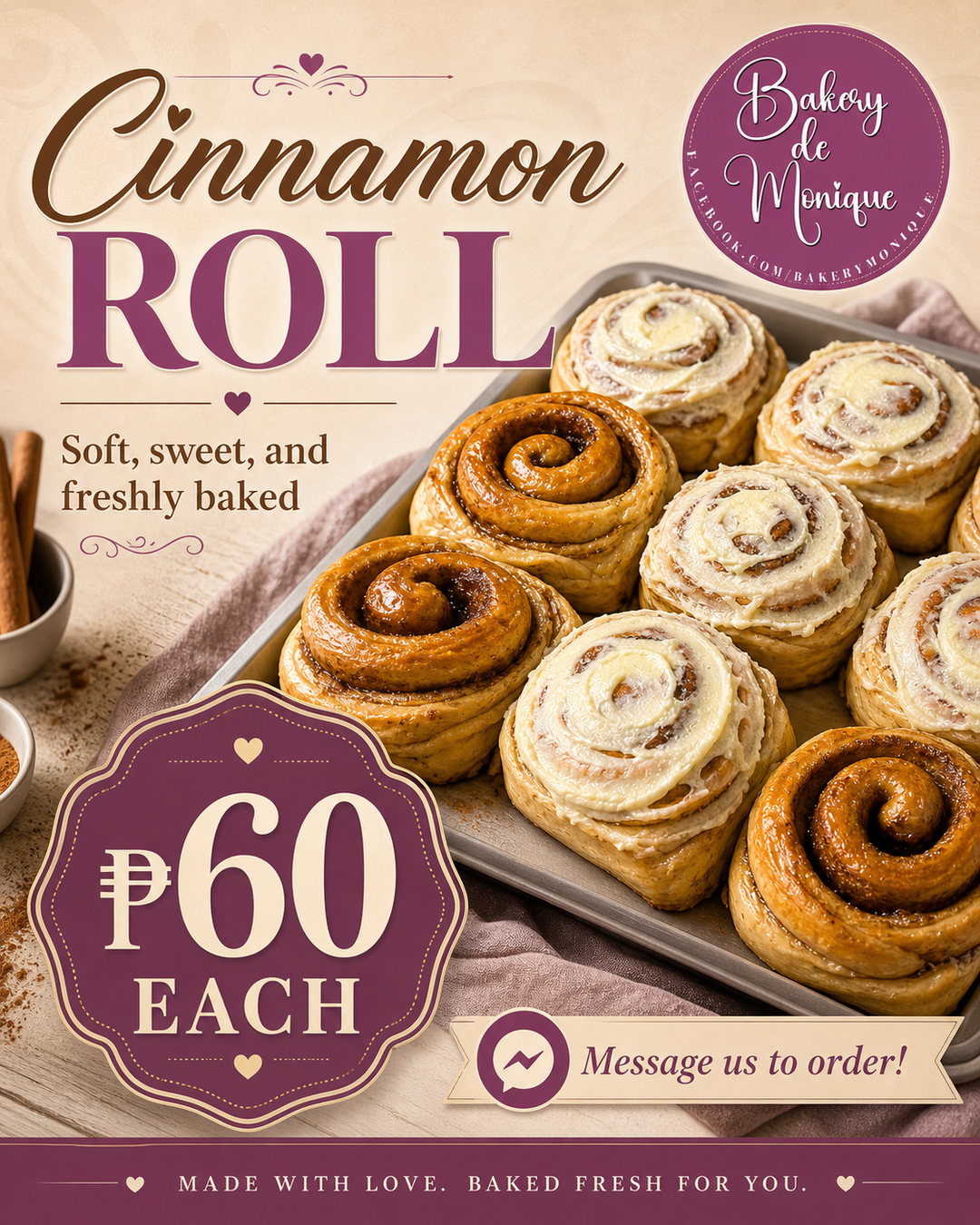 🌀 Cinnamon Roll – ₱60