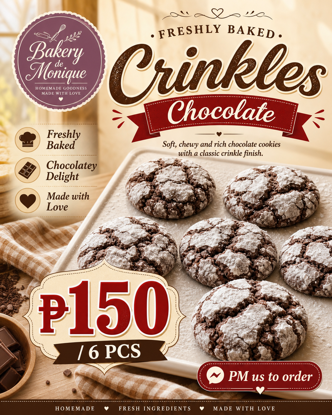 🍪 Crinkles Chocolate – ₱150 (6 pcs)_0