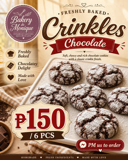 🍪 Crinkles Chocolate – ₱150 (6 pcs)