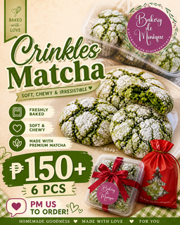 🍪 Crinkles Matcha – ₱150 (6 pcs)