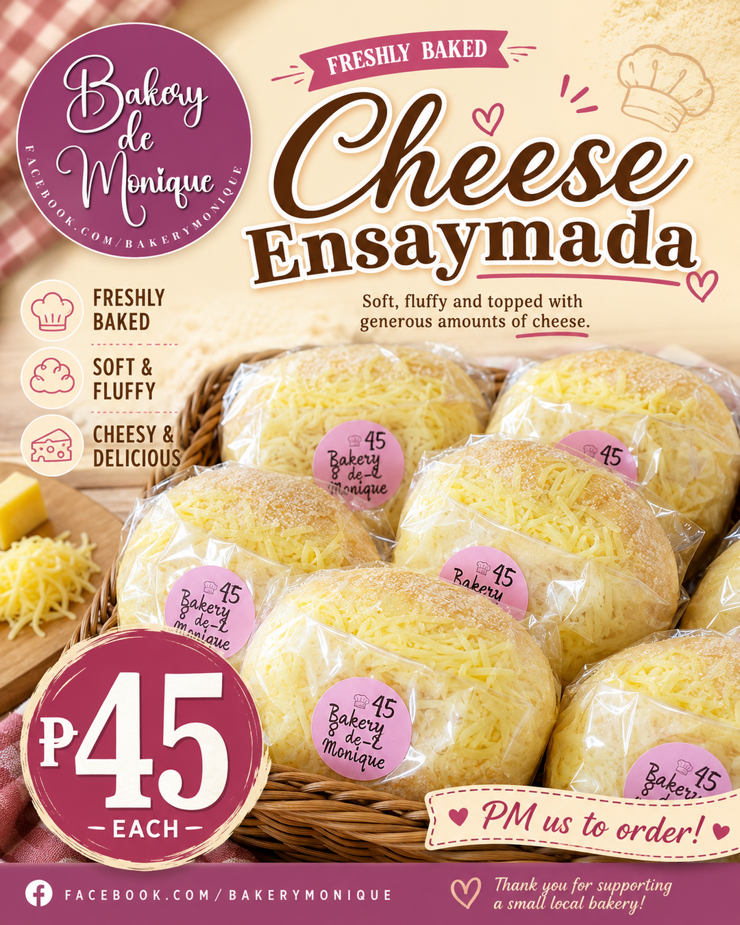 💜 Ensaymada Cheese – ₱45