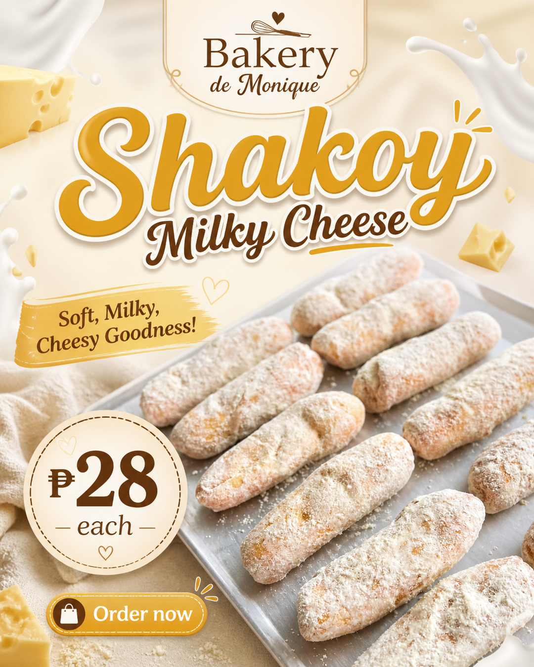 🥖 Shakoy Milky Cheese – ₱28