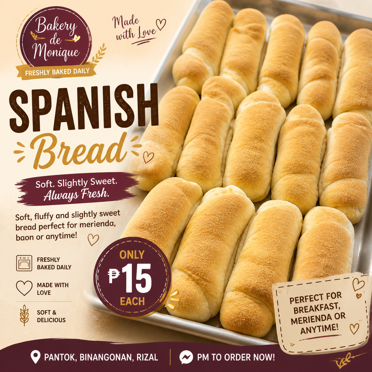 🥐 Spanish Bread (Special) – ₱18_0