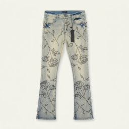 Stacked Skinny Flare Falling Roses Jean - Light Wash 1ZW812