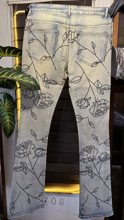 Stacked Skinny Flare Falling Roses Jean - Light Wash 1ZW812