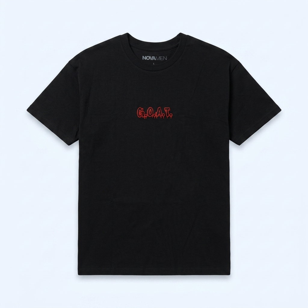 GOAT Embroidery Short Sleeve Tee - Black 1ZW902_0