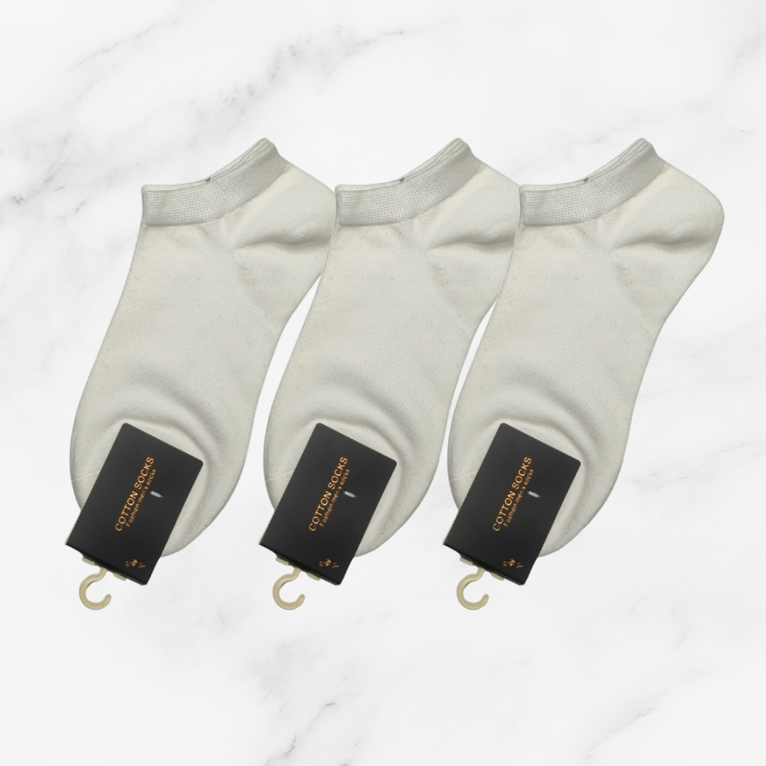 [10164] - 3 Pairs Men’s Cotton Blend Low-Cut Ankle Socks – Soft, Breathable & Minimal _2