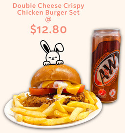 Double cheese Crispy Chicken Burger Set