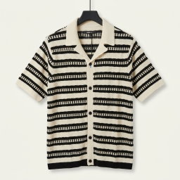 Mumbai Crochet Short Sleeve Cuban Collar Shirt