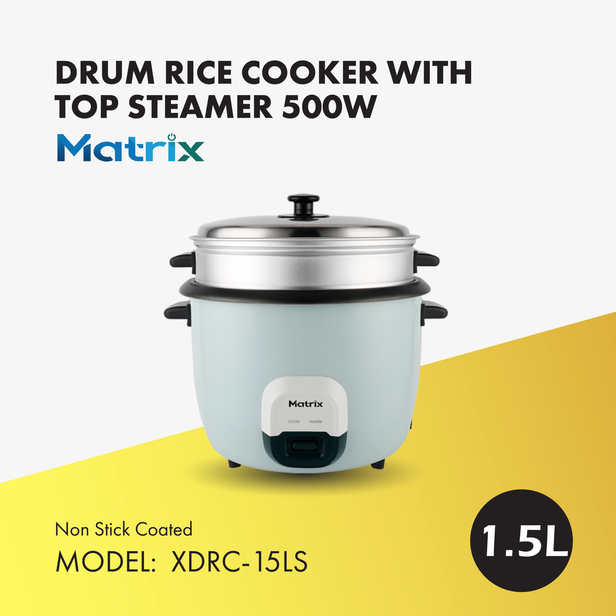 MATRIX RICE COOKER WITH TOP STEAMER 1.5L (XDRC-15LS)_0