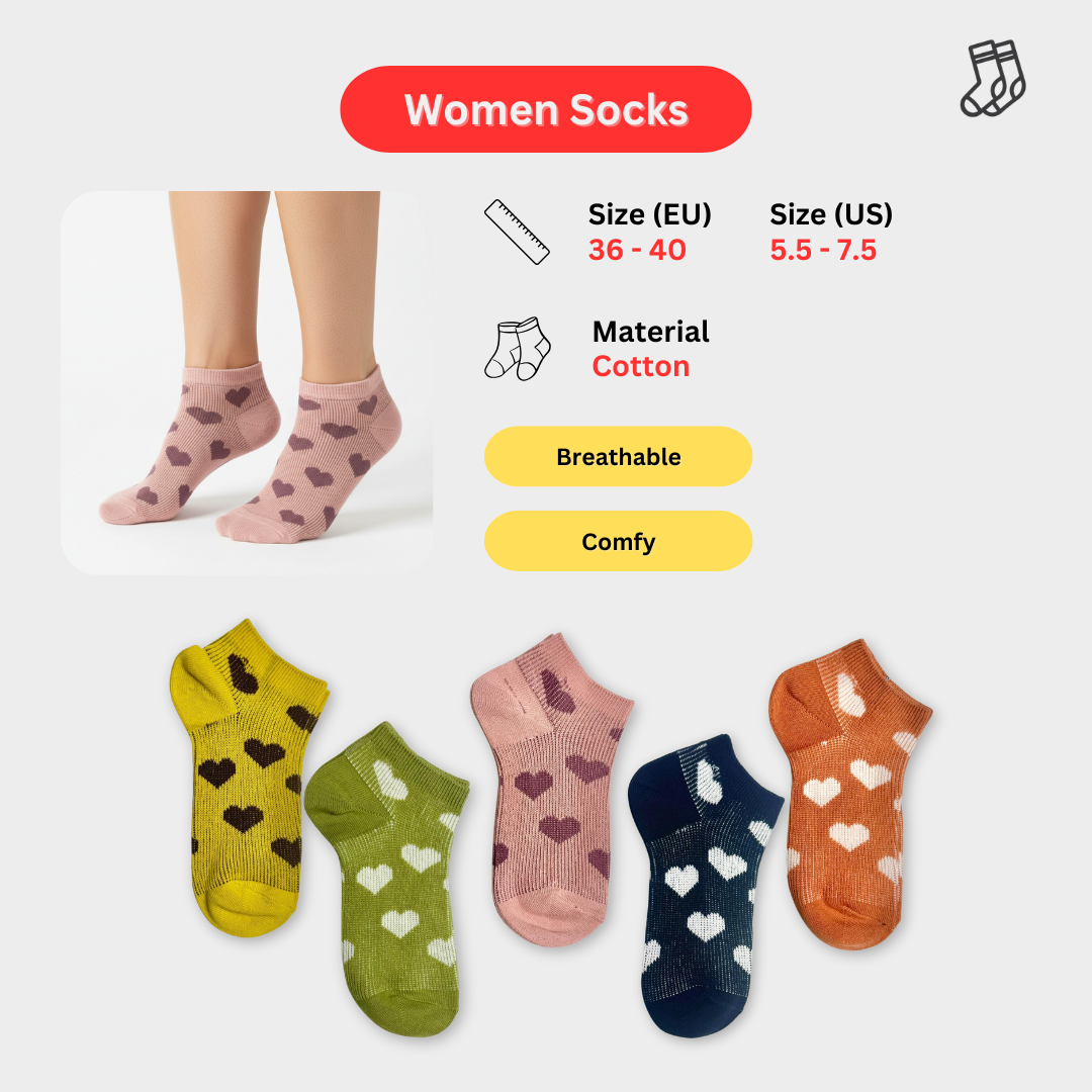 [10248] 5 Pairs Women’s Low-Cut Ankle Cotton Socks – Versatile, Breathable & Odor-Resistant (10248)_7