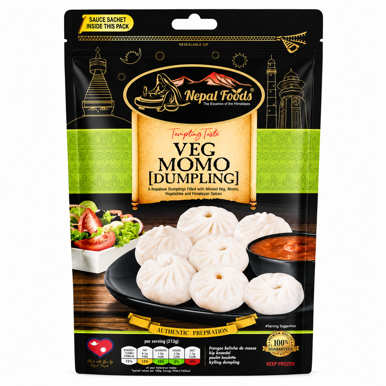 Nepal Foods Veg Momo 1kg_0