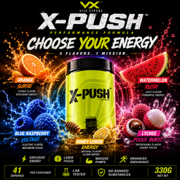 VITAXTRONG™ X-PUSH Pre-Workout Pro (41 Servings) | Energy • Focus • Endurance • Strength & Pump Performance Formula [VX]