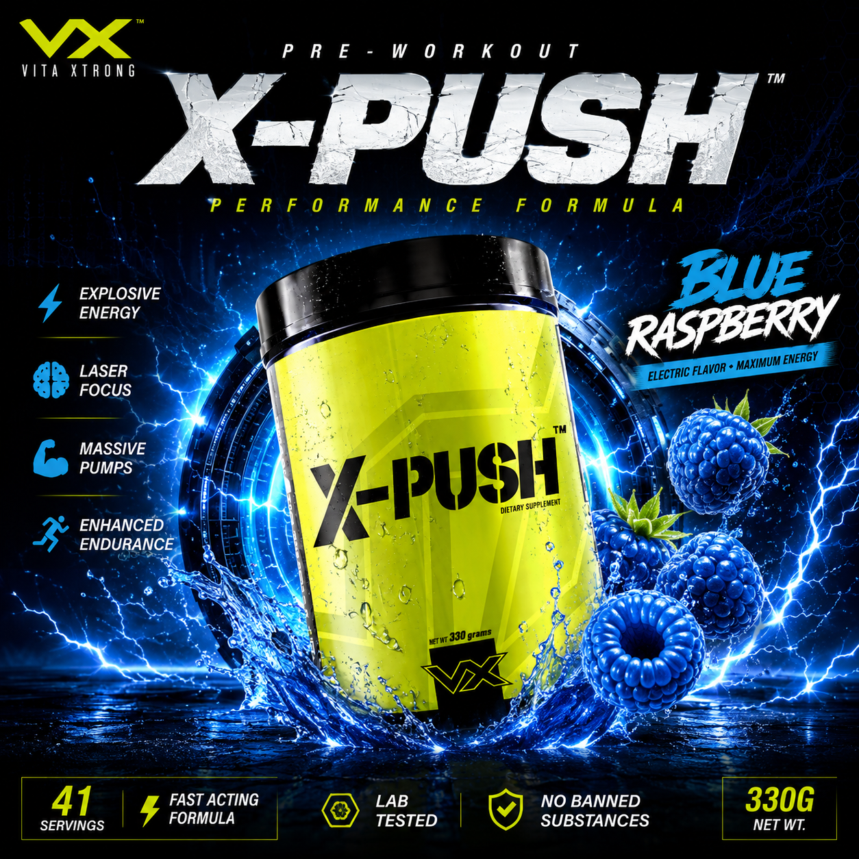 VITAXTRONG™ X-PUSH Pre-Workout Pro (41 Servings) | Energy • Focus • Endurance • Strength & Pump Performance Formula [VX]_16