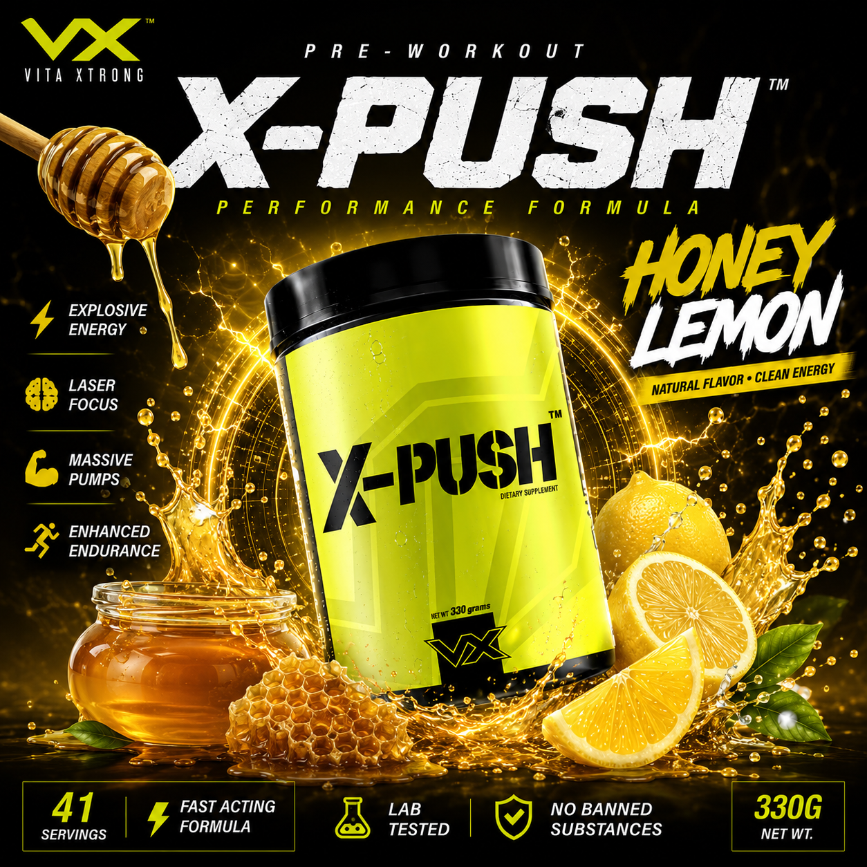 VITAXTRONG™ X-PUSH Pre-Workout Pro (41 Servings) | Energy • Focus • Endurance • Strength & Pump Performance Formula [VX]_17