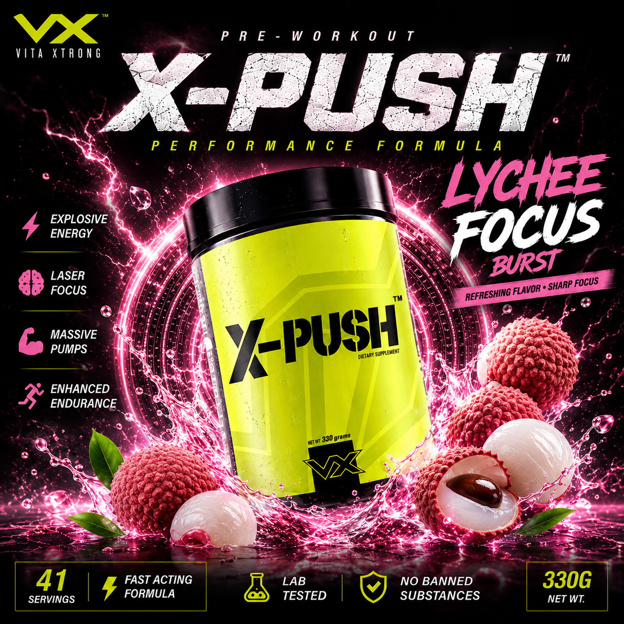 VITAXTRONG™ X-PUSH Pre-Workout Pro (41 Servings) | Energy • Focus • Endurance • Strength & Pump Performance Formula [VX]_18