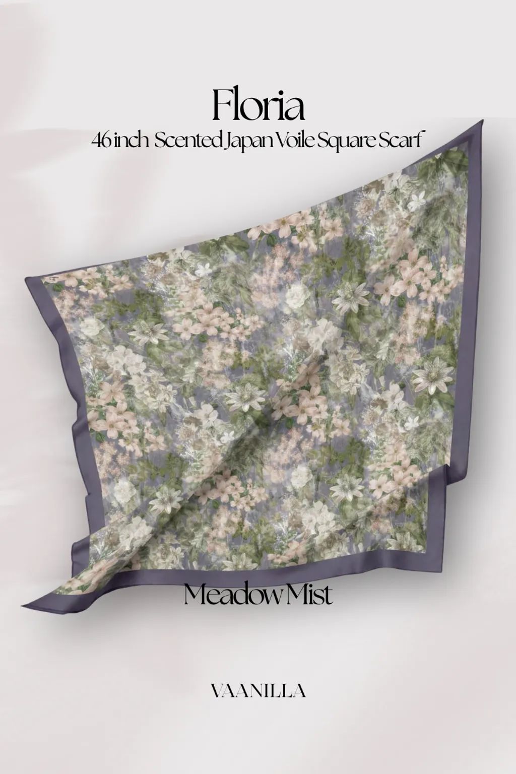 Floria Scented Japan Voile Square Scarf in Meadow Mist