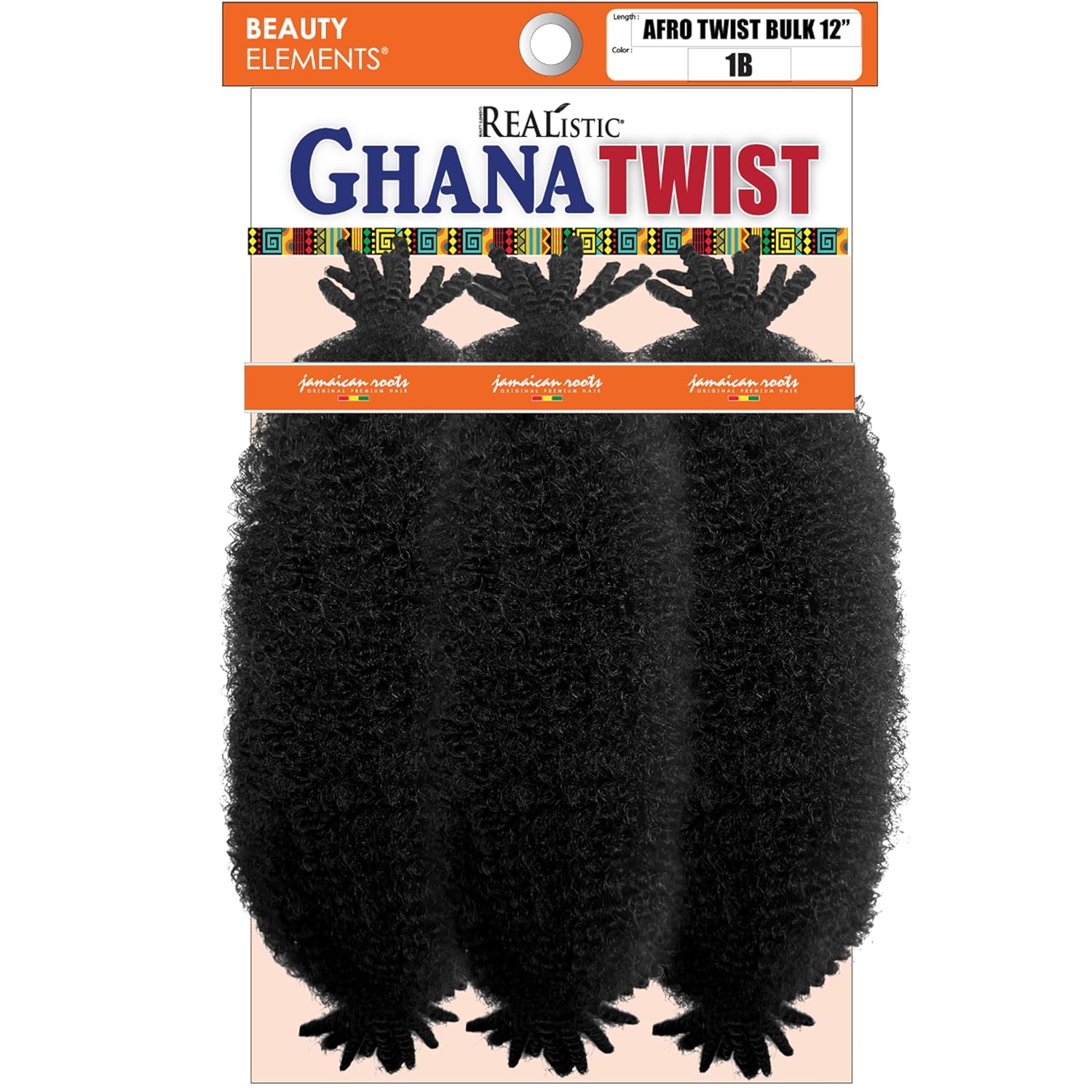 TRESSES / BEAUTY ELEMENTS Ghana Twist Twist  3 X Afro Twist Bulk 12 pouces 1B  _1
