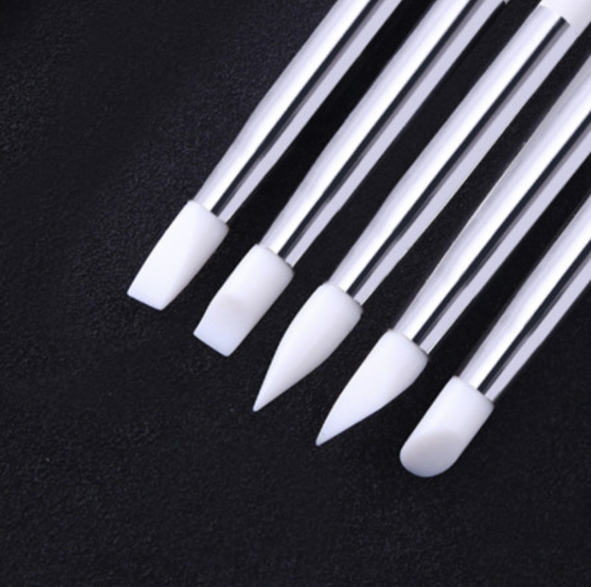 5 Pcs Silicon Brush Set for Powder and Chrome and Solid Gel_0