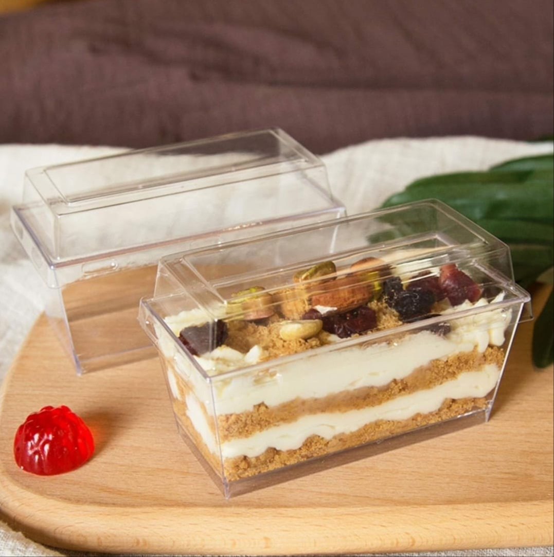 150ml Rectangle Dessert Cup with Lid (pack of 10)