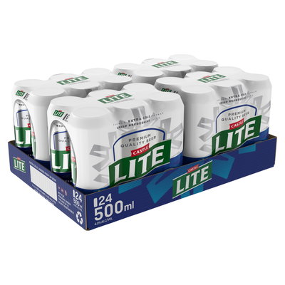 Castle Lite Premium Lager Beer 24 x 500ml