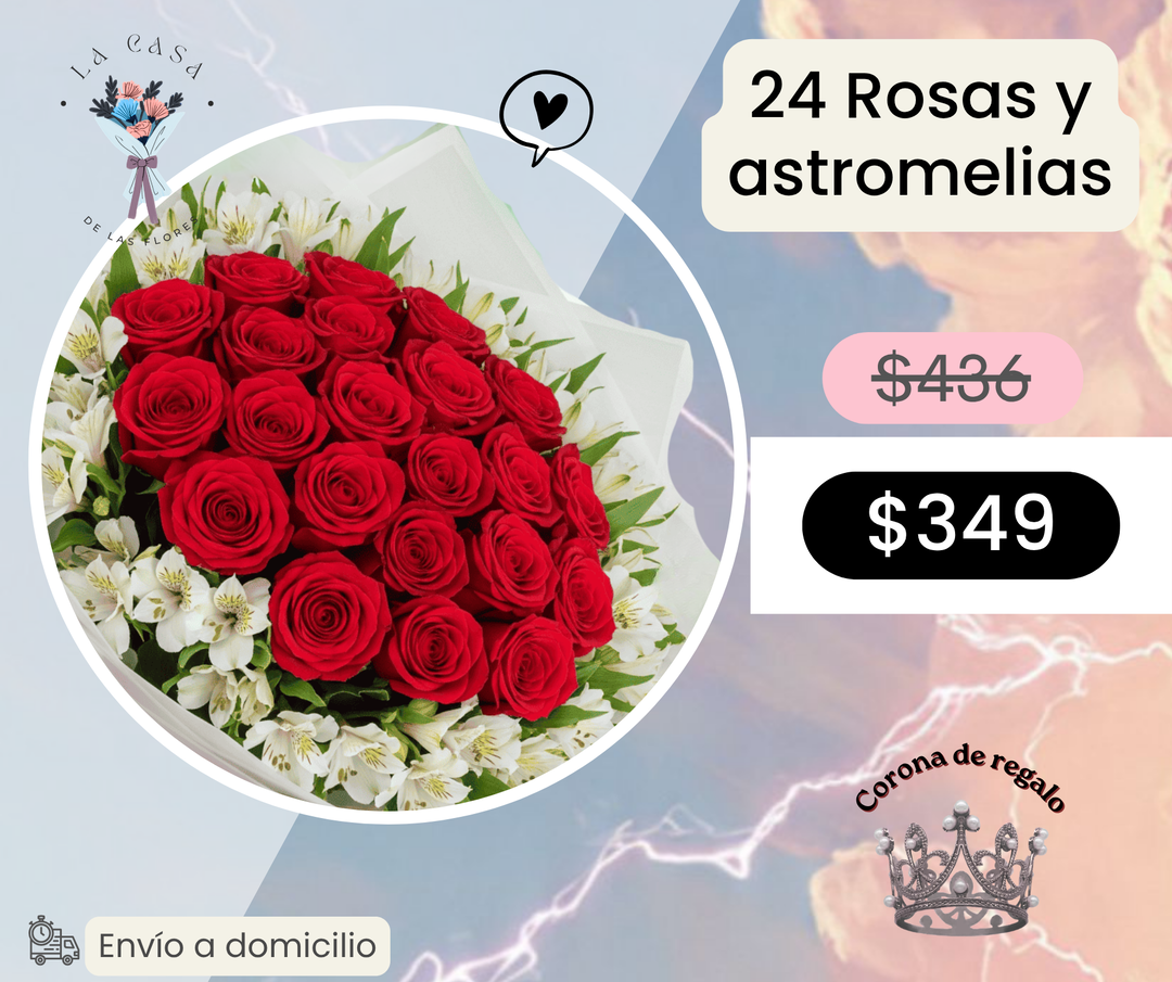 24 Rosas y astromelias