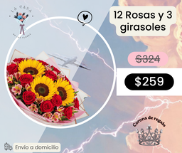 12 Rosas y 3 girasoles
