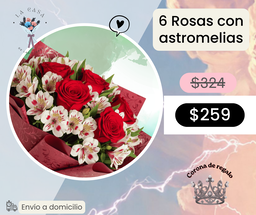 6 Rosas con astromelias