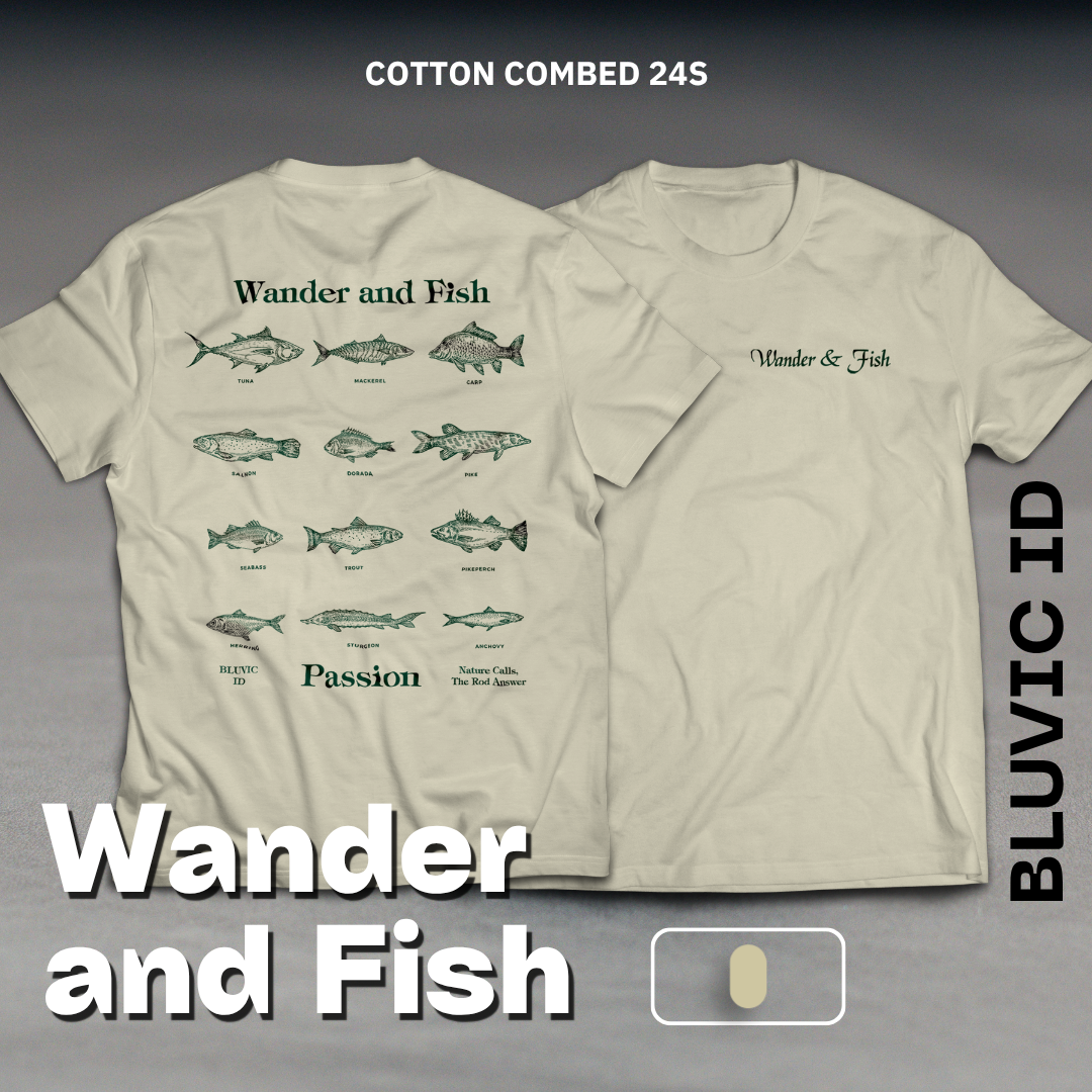 Kaos Wander And Fish Cotton Combed 24s Premium | Kaos Fishing Vintage Streetwear