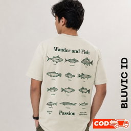 Kaos Wander And Fish Cotton Combed 24s Premium | Kaos Fishing Vintage Streetwear