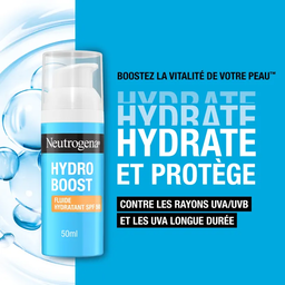 NEUTROGENA HYDRO BOOST - Fluide Hydratant SPF50 Sans Parfum - Tous Types de Peaux, 50ml