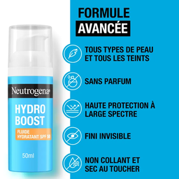 NEUTROGENA HYDRO BOOST - Fluide Hydratant SPF50 Sans Parfum - Tous Types de Peaux, 50ml