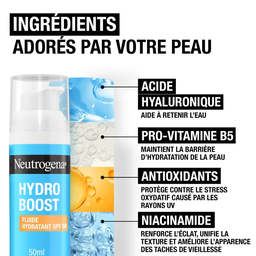 NEUTROGENA HYDRO BOOST - Fluide Hydratant SPF50 Sans Parfum - Tous Types de Peaux, 50ml