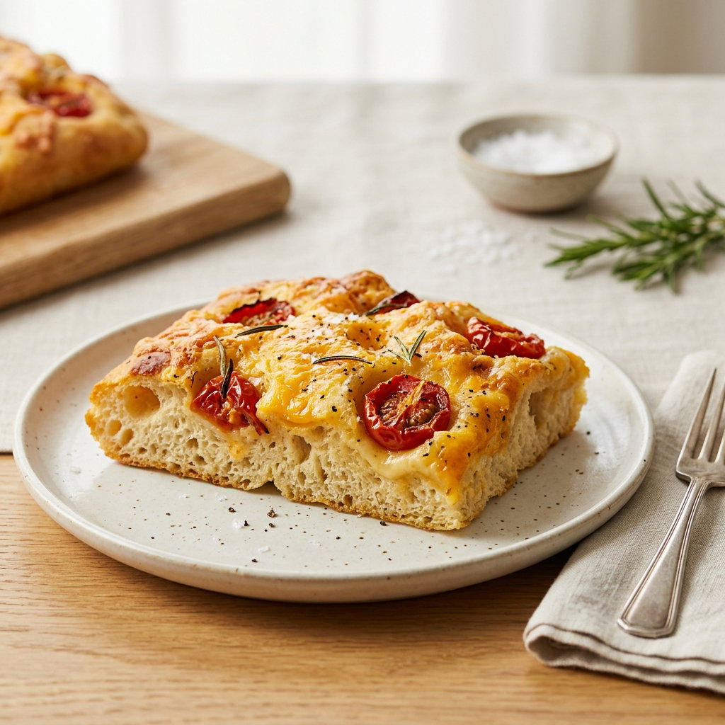 Slice Focaccia - Tomato and Cheddar