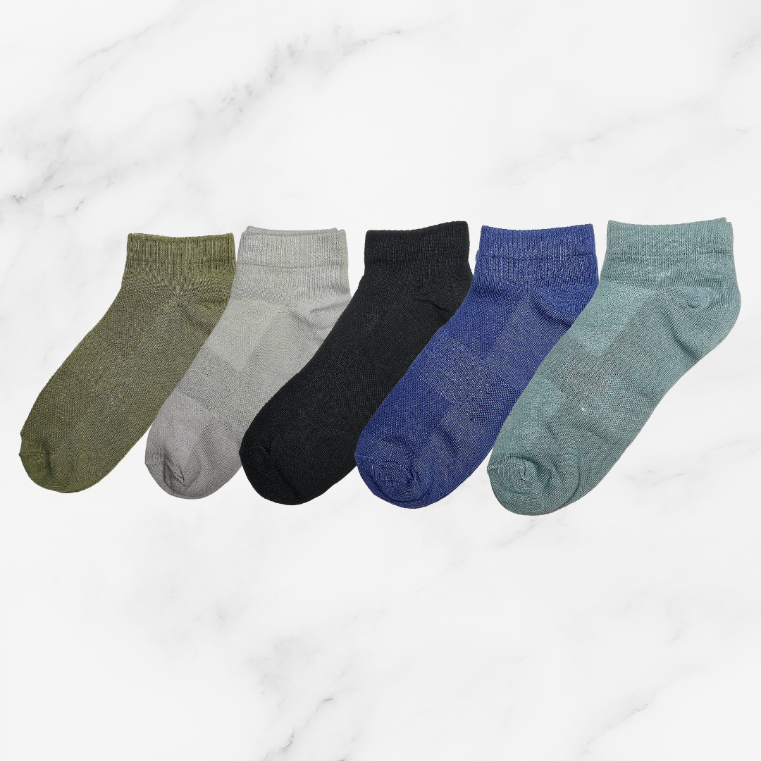 [10275] 5 Pairs Unisex's Low-Cut Ankle Cotton Socks - Versatile, Breathable & Odor-Resistant_1